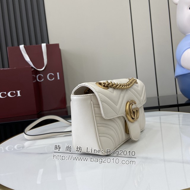 Gucci專櫃古馳最新款Marmont系列絎縫迷你手袋原廠皮鏈條女士挎包 jh2197型號：446744
